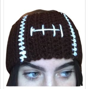 Football artesian handmade headband ponytail winter ear warmers crochet